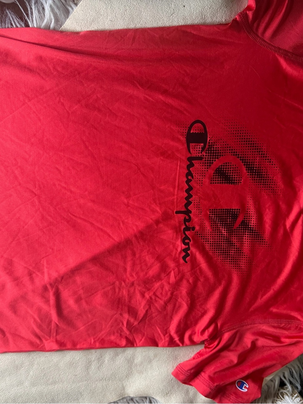 Champion Red Short Sleeve Tee with Black Logo